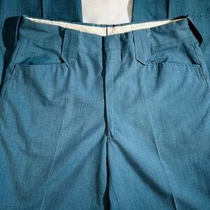 Vintage 60s H Bar C Ranchwear Heather Blue Pearl Snap Permanent Press Slacks